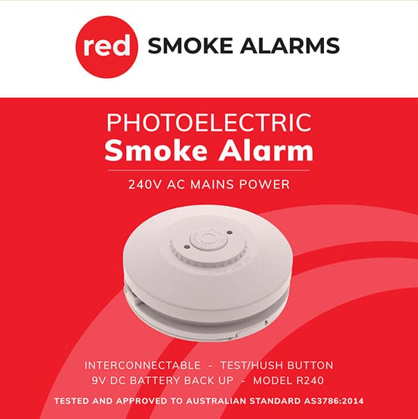 Red 240v PE smoke alarm with replaceable battery. (R240) pairing video. MiFire Australia