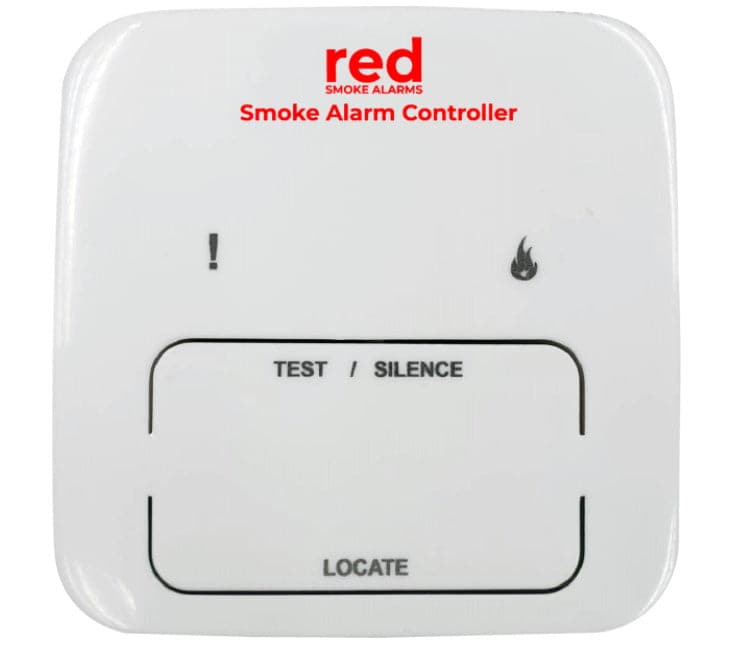 Red Wireless Smoke Alarm Remote on white background. MiFire Australia