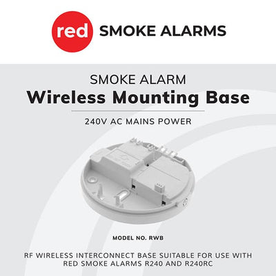 Wireless Base for Red 240v smoke alarms. Product package. MiFire Australia