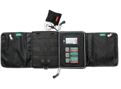 SURVIVAL home first aid kit showing rear view of bag. Black outer bag.  MiFire Australia