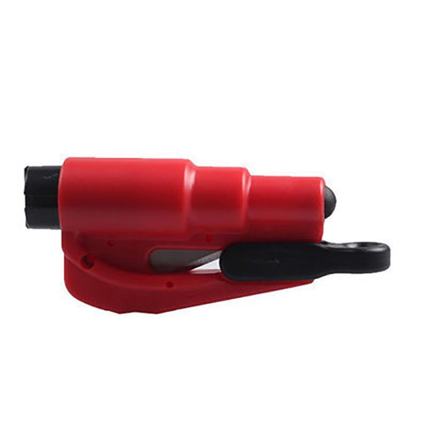 Red MiFire Glass breaker seatbelt cutter.  Side view.  MiFire Australia